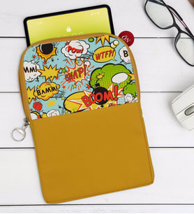 BK Gift Pop Art Tasarımlı Taşınabilir Koruyucu Tablet Kılıfı & Organizer Çanta - Sarı-3