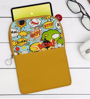 BK Gift Pop Art Tasarımlı Taşınabilir Koruyucu Tablet Kılıfı & Organizer Çanta - Sarı-3