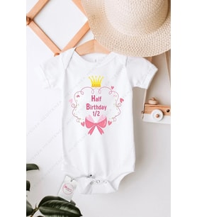 Half Birthday 3 Özel Tasarım Bebek Zıbın Pamuklu Çıtçıtlı Body