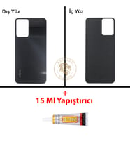Infinix Note 12İ Siyah Uyumlu Arka Kapak + B7000 Yapıştırıcı Arka Cam Batarya Pil Kapağı Lazer Kesim