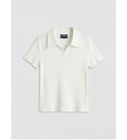 LCW Kids Beyaz Polo Yaka Kız Çocuk Fitilli Tişört