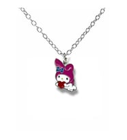 Fantasy Magic My Melody Kalp Taşıyan Figürlü Kolye – 60 cm Zincirli Pembe Anime Takı (Gümüş)
