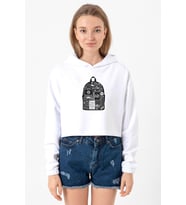 The Last Of Us Ellie's Backpack Beyaz Optik Kadın Crop Kapşonlu (A.Beyaz)