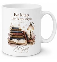Kütüphane Köşesi Temalı Baskılı Kupa Bardak Kitap Severlere Özel Hediye