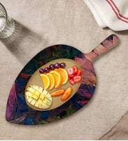 BK Gift Modern Art Tasarımlı Yaprak Şeklinde Doğal Ahşap Servis ve Sunum Tabağı Model 20