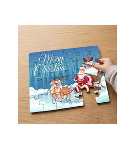 Noel Baba ve Geyikleri Tasarımlı 24 Parça Ahşap Çocuk Puzzle MPK0838