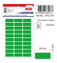Tanex Ofis Etiketi 12x30 Mm Fosforlu Yeşil Ofis Etiketi 5 Yaprak (10 Lu Paket) (Karışık)