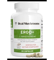 Real Mushrooms L-Ergothioneine, Golden Oyster Mushroom Extract 60ct Longevity, Immune Support Brain Supplement Blend with Beta Glucan - Organic, Vegan.Made ın Usa (Renksiz)