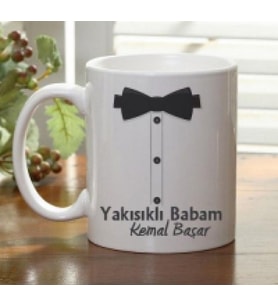 Babaya Özel Smokin Beyaz Kupa - Kişiye Özel Hediye