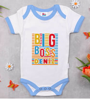 BK Kids Kişiye Özel Mavi Bebek Body Zıbın - Model 112
