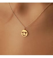 Kişiye Özel 925 Ayar Gümüş Çift Renk Emoji Kalpli Gözler Kolye