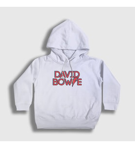 Presmono Unisex Çocuk Beyaz David Bowie Kapüşonlu Sweatshirt 301931tt