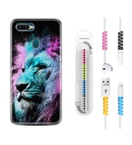 Oppo A5S A15 A16 A54 A55 A73 A74 Kılıf Kablo Koruma Spiral Silikon Pink Blue Leon 1603