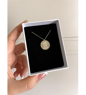 Kişiye Özel 925 Ayar Gümüş Pati Detaylı Disk İsim Kolye