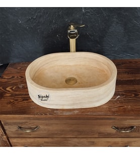 Traverten Oval Dizayn Lavabo