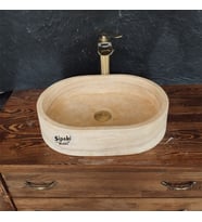 Traverten Oval Dizayn Lavabo