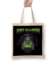 Scary Witch Happy Halloween Cauldron Potion Bez Çanta Uzun Saplı