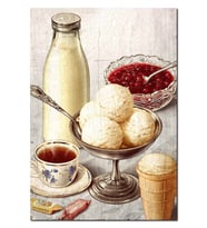 Ahşap Tablo Franbuaz Ve Dondurma Süt Görseli (35x50 Cm Boyut)