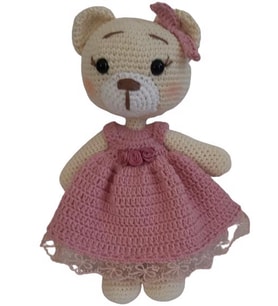 Sevimli Boz Ayıcık Amigurumi Organik Oyuncak