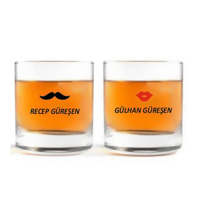 Kişiye Özel isim Yazdırılabilir dudak bıyık kadın erkek Rakı Bardağı