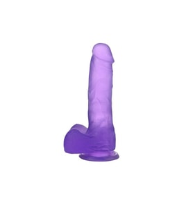 17,5 cm Şeffaf Realistik Damarlı Vantuzlu Mor Dildo Penis