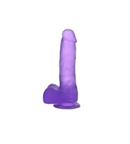 17,5 cm Şeffaf Realistik Damarlı Vantuzlu Mor Dildo Penis