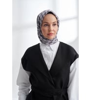 LINE DESEN TWILL İPEK EŞARP -4304 (Gri)