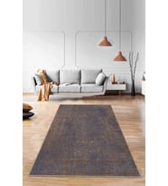 Antrasit Vintage Kaymaz Tabanlı Dekoratif Halı RV285 - 100 x 160 cm