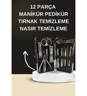 Elektrikli Manikür Pedikür Seti İkili Set 12 Parça Tırnak Bakımı Törpü Protez Çıkarma