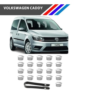 Otozet - VW Caddy Bijon Civata Kapağı Krom Renk 21 Parçalı Set 17mm