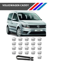 Otozet - VW Caddy Bijon Civata Kapağı Krom Renk 21 Parçalı Set 17mm