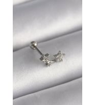 316L Çelik Gümüş Renk Zirkon Taşlı Yıldız Tragus Piercing - TJ-PR1245