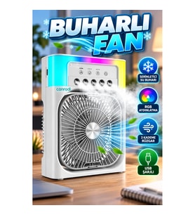 USB Su Buharlı Masaüstü Fan – RGB Işıklı Taşınabilir Mini Serinletici