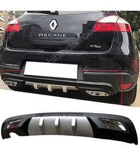 Renault Megane Mk3 HB Difüzör Difizör Gri + Kare Egzoz Görünüm C Tip