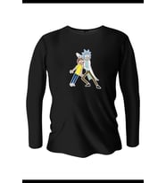Rick And Mory Baskılı Uzun Kollu Bisiklet Yaka Erkek Siyah T-Shirt