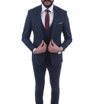 Jan Carlucci Slimfit Yelekli Drop 6 Takım (Lacivert)