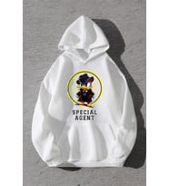 Special Agent Baskılı Oversize Sweatshirt (Beyaz)