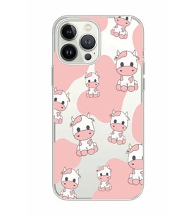 Iphone 15 Pro Uyumlu İnek Desenli Şeffaf Telefon Kılıfı