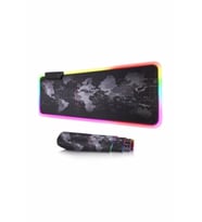 Siyah Dünya Desenli Işıklı Rgb Oyuncu Kaymaz Ledli Mouse Pad 78x30 K
