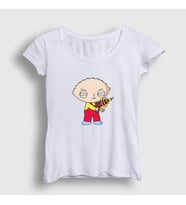 Presmono Kadın Beyaz Gun Stewie Griffin Family Guy T-Shirt 300292tt