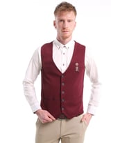  İntersivin  Erkek Bordo Slim Fit Astarlı Düğmeli Kemerli Likralı Tek Yelek