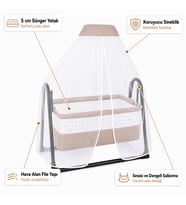 Chubby Baby Cibinlikli Sallanır Tüllü Sepet Beşik Sünger Yataklı