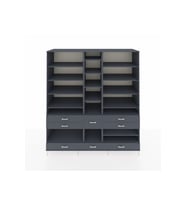 Kronos Dolap 19 Raflı 8 Çekmeceli  220x59x243 Antrasit-Antrasit/Antrasit