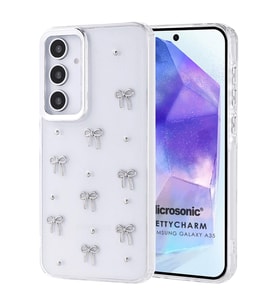 Microsonic Samsung Galaxy A35 Kılıf PrettyCharm Bow (Gümüş)