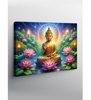 Kanvas Tablo Lotus Çiçeği Ve Buda Heykeli