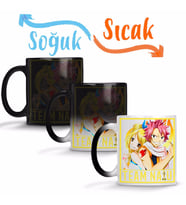 Fairy Tail Team NaLu Natsu Lucy Sihirli Kupa Bardak Porselen