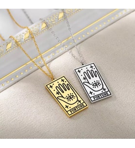 Kişiye Özel 925 Ayar Gümüş Fortune Tarot Kolye (Gümüş)