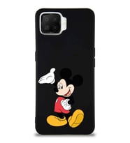 Oppo A73 Soft Premier Kapak Mickey Mouse-C Tasarımlı Silikon Kılıf - Siyah (Şeffaf)