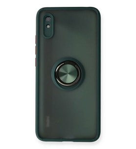 Redmi 9A Kılıf Montreal Yüzüklü Silikon Kapak - Yeşil
