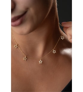 925 Ayar Gümüş Altın Kaplama Yıldız Şans Kolye